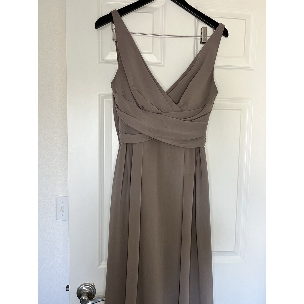 WTOO by Watters & Watters 784 Bridesmaid Knee Length Dress Chiffon Taupe Size 10